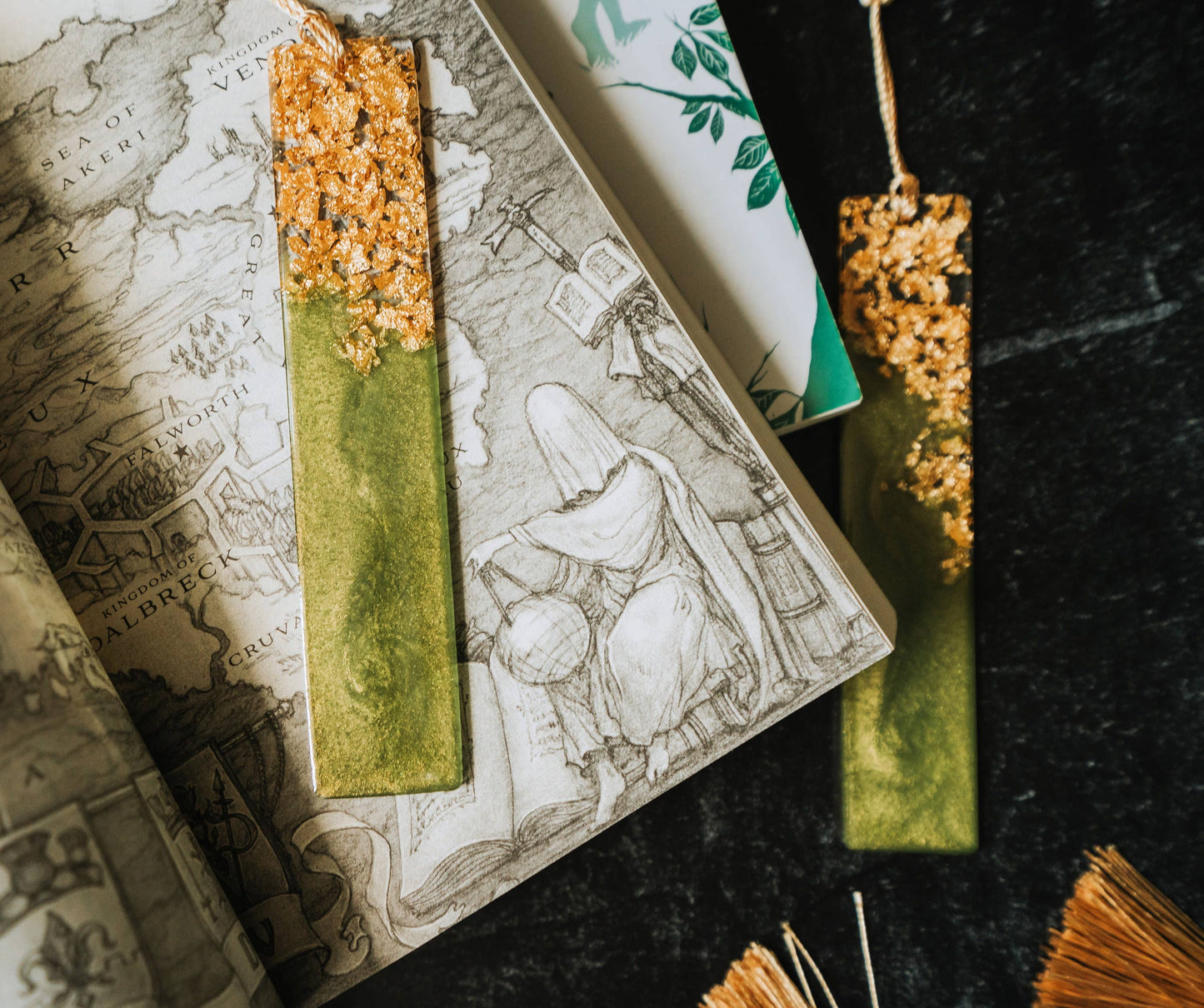 Olive Green & Gold Bookmark