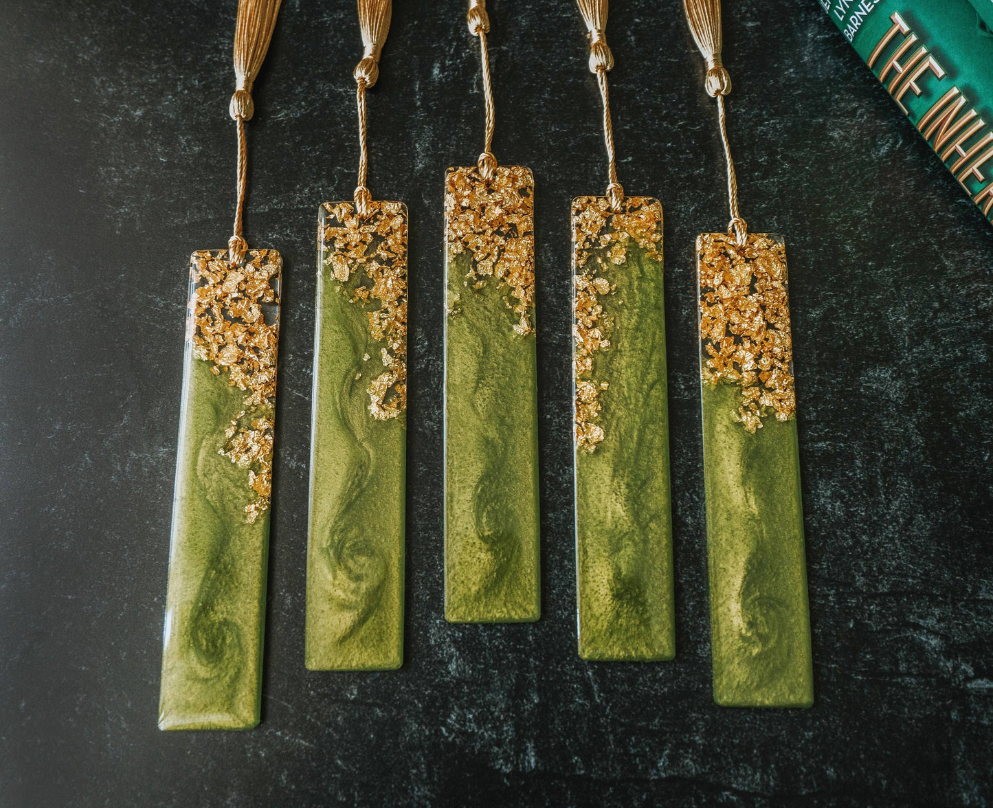 Olive Green & Gold Bookmark