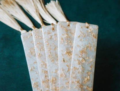 White & Gold Marble Bookmark